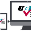 UGI HVAC logo displaying on multiple sized devices - a phone, a table, and monitor